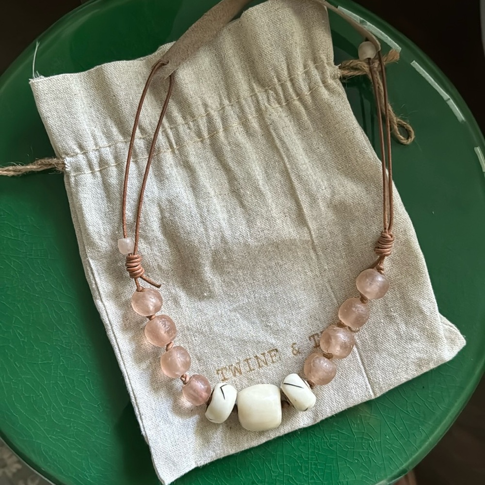 Twine and Twig Blush cord necklace